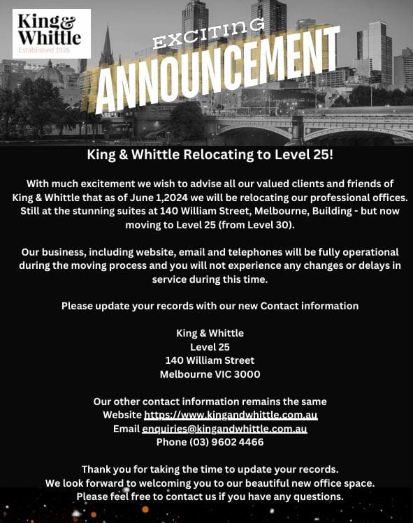 King and Whittle - relocating